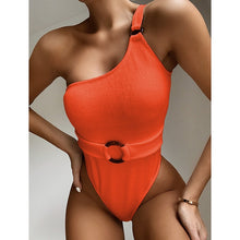 Load image into Gallery viewer, Stylish One Piece Belted Swimsuit