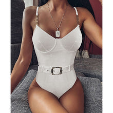 Load image into Gallery viewer, Stylish One Piece Belted Swimsuit