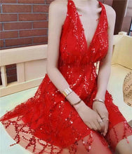 Load image into Gallery viewer, Sexy V Neck Sequins Dress