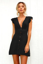 Load image into Gallery viewer, V Neck Button Up Mini Dress