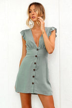 Load image into Gallery viewer, V Neck Button Up Mini Dress