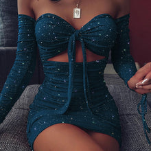 Load image into Gallery viewer, Off The Shoulder Long Sleeve Mini Dress