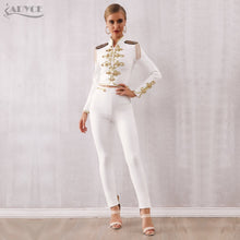 Load image into Gallery viewer, 2 Piece Bandage Matching Set Black White Tassel Top & Pant