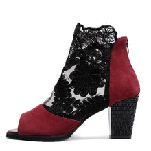 Load image into Gallery viewer, Floral Lace Peep Toe Low Heel