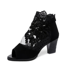 Load image into Gallery viewer, Floral Lace Peep Toe Low Heel