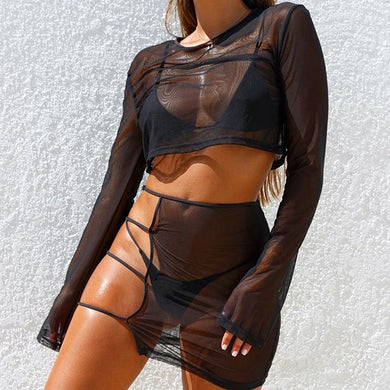Sexy Sheer Mesh 2 Piece Cover Up Set