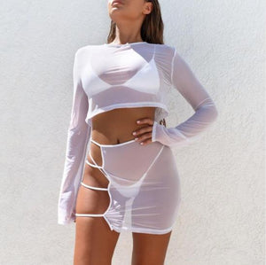 Sexy Sheer Mesh 2 Piece Cover Up Set