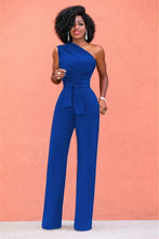 Load image into Gallery viewer, Elegant One Shoulder Belted Wide Leg Jumpsuit