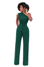 Load image into Gallery viewer, Elegant One Shoulder Belted Wide Leg Jumpsuit