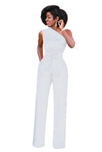 Load image into Gallery viewer, Elegant One Shoulder Belted Wide Leg Jumpsuit