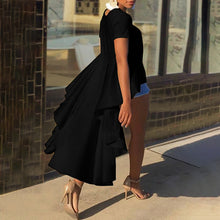 Load image into Gallery viewer, Long Asymmetrical Short Sleeve Blouse Top