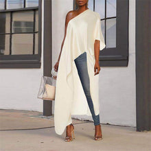 Load image into Gallery viewer, Long Asymmetrical Short Sleeve Blouse Top