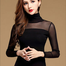 Load image into Gallery viewer, Mesh Long Sleeve Turtle Neck Top
