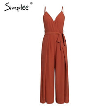 Load image into Gallery viewer, Split Wide Leg Spaghetti Strap Belted Jumpsuit
