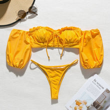 Load image into Gallery viewer, Ruffle 2 Piece Tie Up Bikini