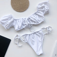 Load image into Gallery viewer, Ruffle 2 Piece Tie Up Bikini