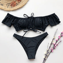Load image into Gallery viewer, Ruffle 2 Piece Tie Up Bikini