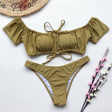 Load image into Gallery viewer, Ruffle 2 Piece Tie Up Bikini
