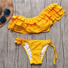 Load image into Gallery viewer, One Shoulder Ruffle Bathing Suit