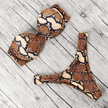Load image into Gallery viewer, Two Piece Bandeau Animal Print Bikini