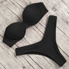 Load image into Gallery viewer, Two Piece Bandeau Animal Print Bikini