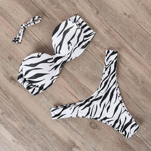 Load image into Gallery viewer, Two Piece Bandeau Animal Print Bikini