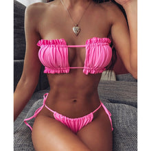 Load image into Gallery viewer, Sexy Two Piece Bandeau Top Low Rise String Bikini