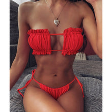 Load image into Gallery viewer, Sexy Two Piece Bandeau Top Low Rise String Bikini