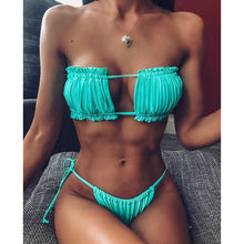 Load image into Gallery viewer, Sexy Two Piece Bandeau Top Low Rise String Bikini