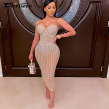 Load image into Gallery viewer, Sparkly Crystal Midi Dress