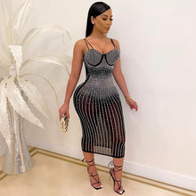 Load image into Gallery viewer, Sparkly Crystal Midi Dress