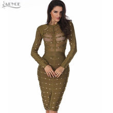 Load image into Gallery viewer, Bandage Long Sleeve Sexy Mesh Dress