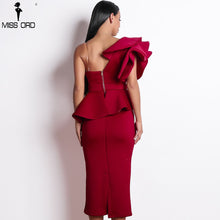Load image into Gallery viewer, Elegant One Shoulder Ruffle Dress