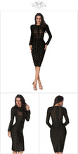 Load image into Gallery viewer, Bandage Long Sleeve Sexy Mesh Dress
