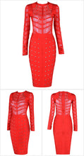 Load image into Gallery viewer, Bandage Long Sleeve Sexy Mesh Dress