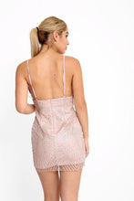 Load image into Gallery viewer, Pink Glitter Plunge Strappy Dress
