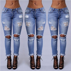 Low Rise Distressed Jeans