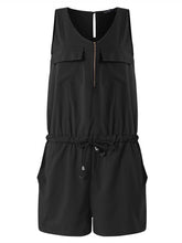 Load image into Gallery viewer, Sleeveless Casual Front Zipper Romper with Pockets