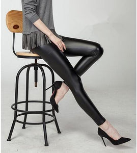 High Waist Faux Leather Leggings also in Plus Size