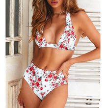 Load image into Gallery viewer, Two Piece Polka Dot High Waist Bathing Suit