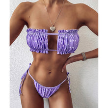 Load image into Gallery viewer, Sexy Two Piece Bandeau Top Low Rise String Bikini