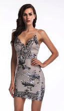 Load image into Gallery viewer, Spaghetti Strap Sequins Mini Dress