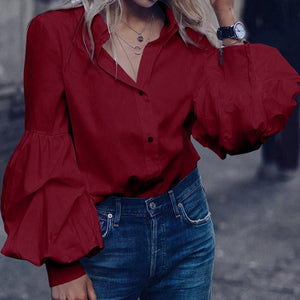 Bell Sleeve Button Up Top