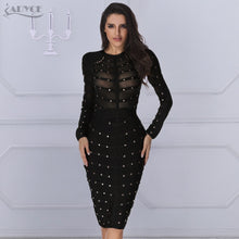 Load image into Gallery viewer, Bandage Long Sleeve Sexy Mesh Dress