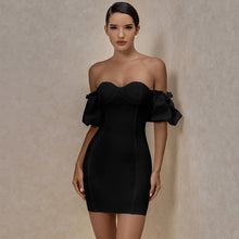 Load image into Gallery viewer, Off The Shoulder Puff Sleeve Bandage Mini Dress